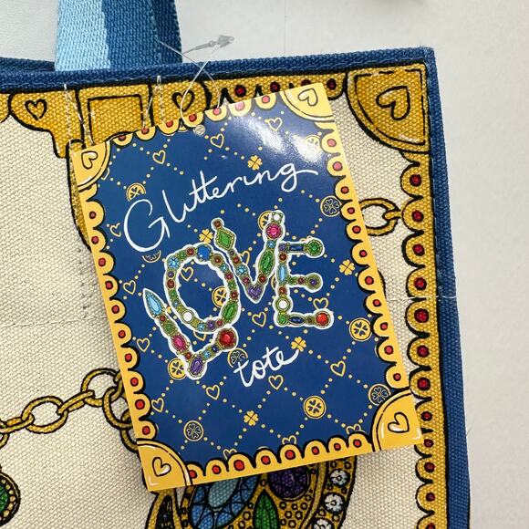 Brighton Glittering Love Tote Bag Hearts Butterfly Jeweled Print Canvas NEW tag - Picture 4 of 13
